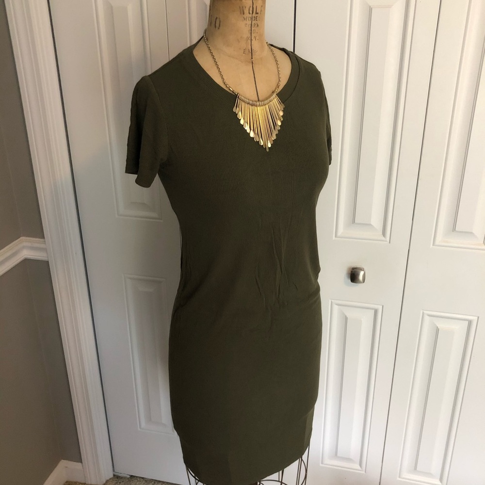 Maternity Olive green ribbed dress